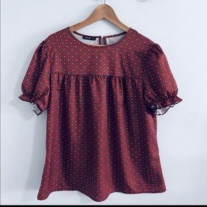 Shein Bronze Short Sleeve Peplum Blouse